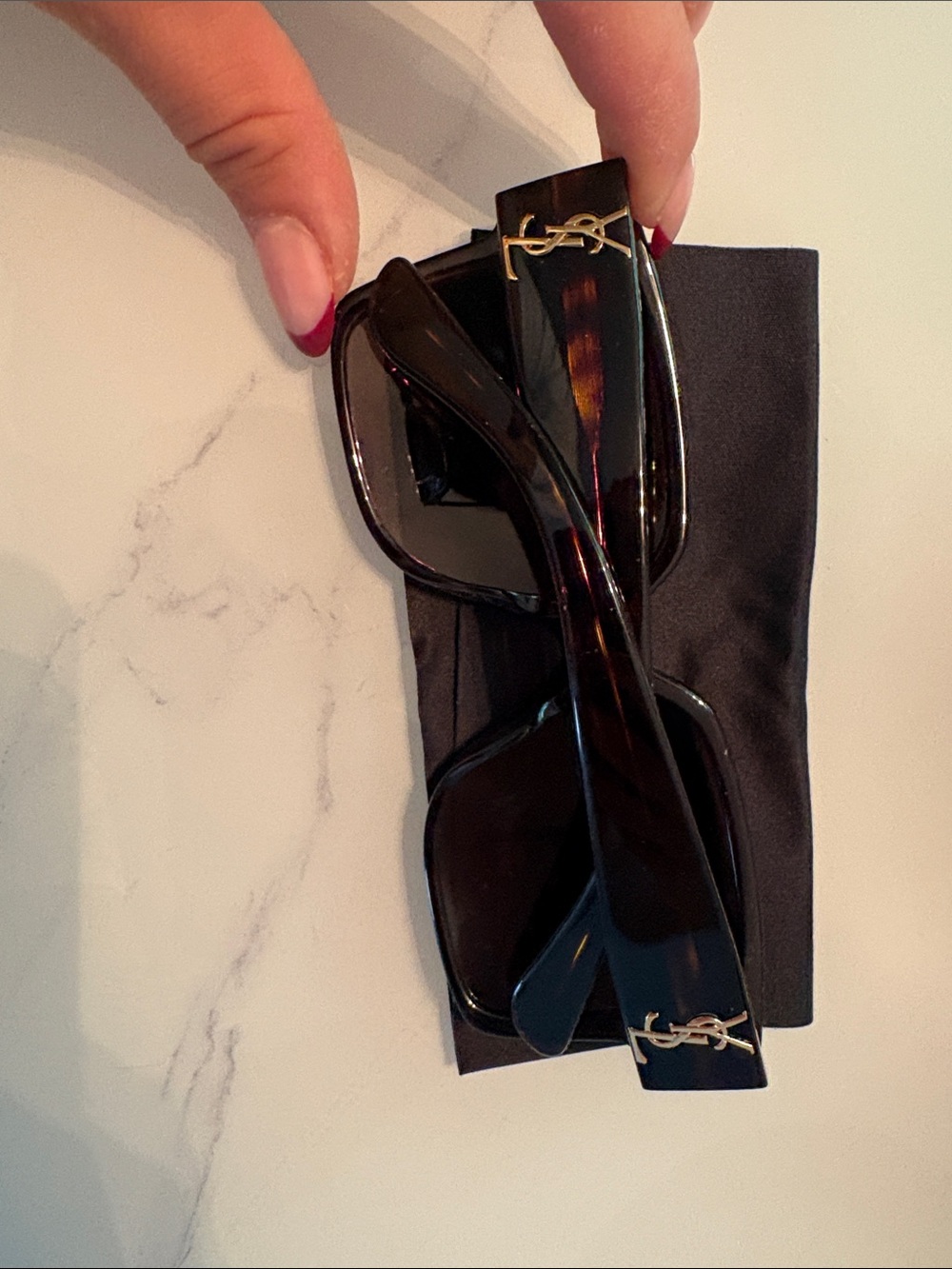 Saint Laurent Black Leather Glasses Case - Picture 3 of 5